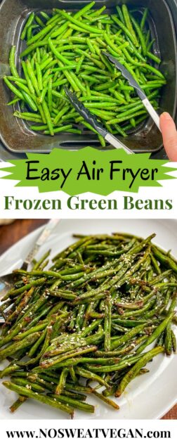 Air fryer frozen green beans pin.