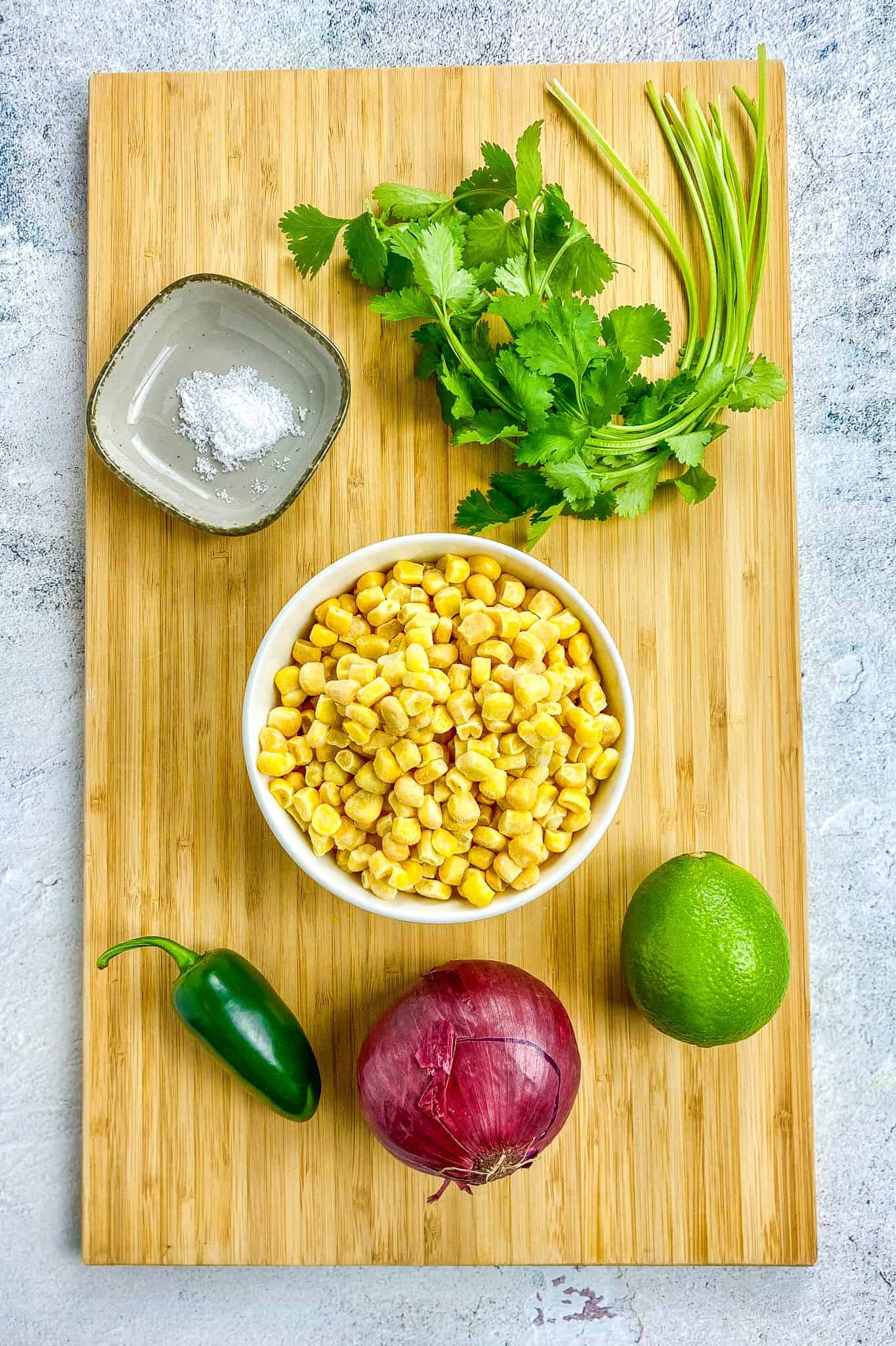 Chipotle corn salsa ingredients.