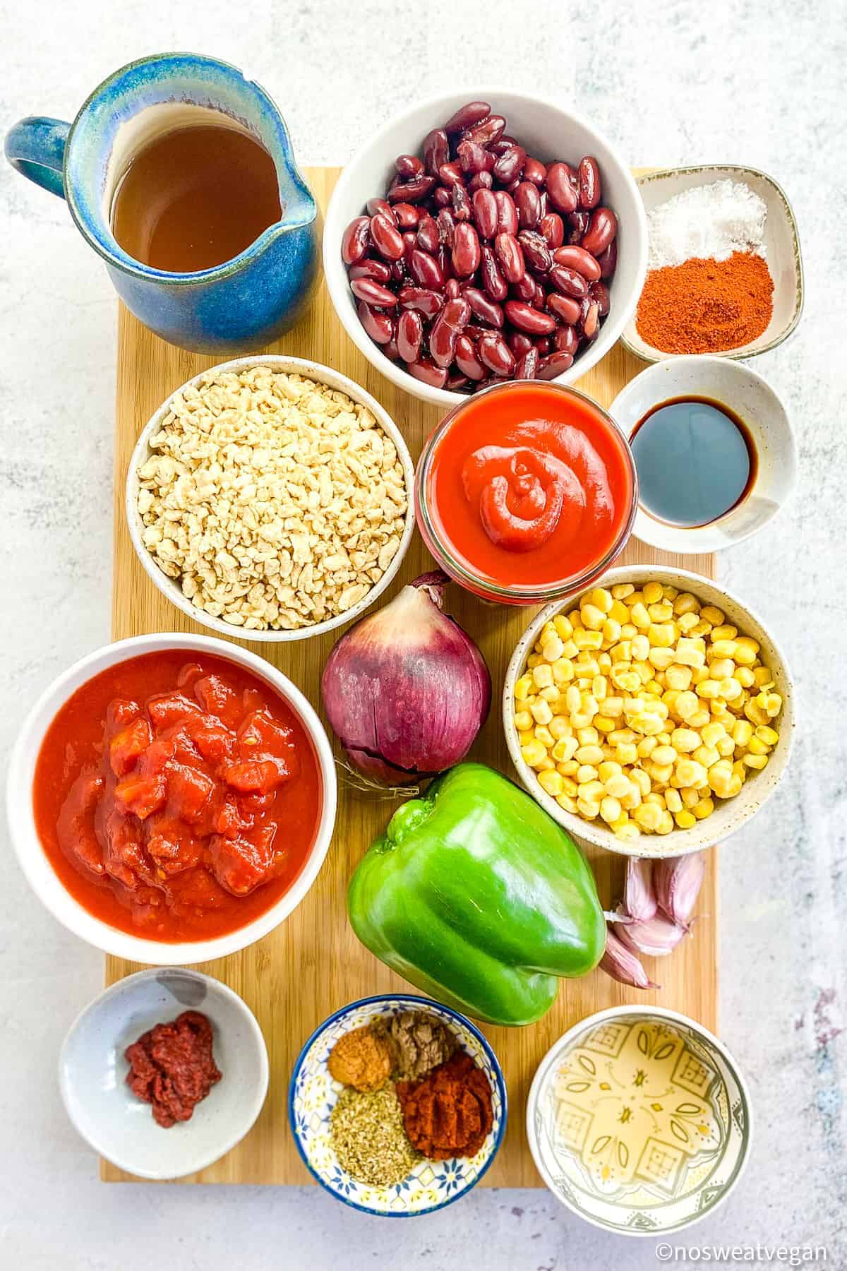 Chili sin Carne ingredients.