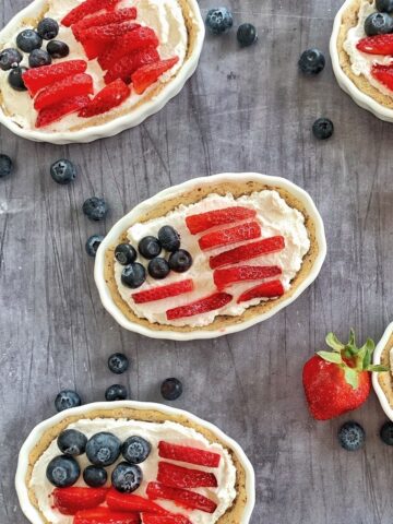 Vegan Fourth of July fruit tarts.