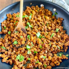 Closeup of tofu taco meat.