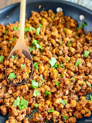 Closeup of tofu taco meat.