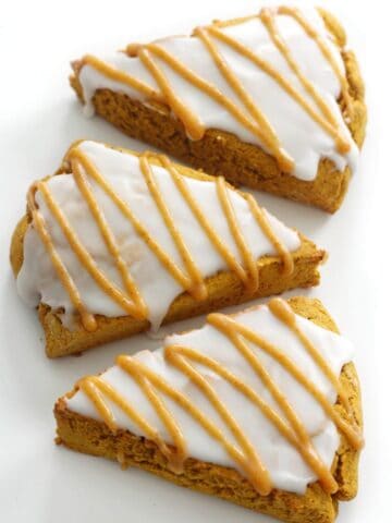 Three vegan pumpkin scones.