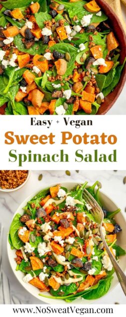 Sweet potato and spinach salad pin.