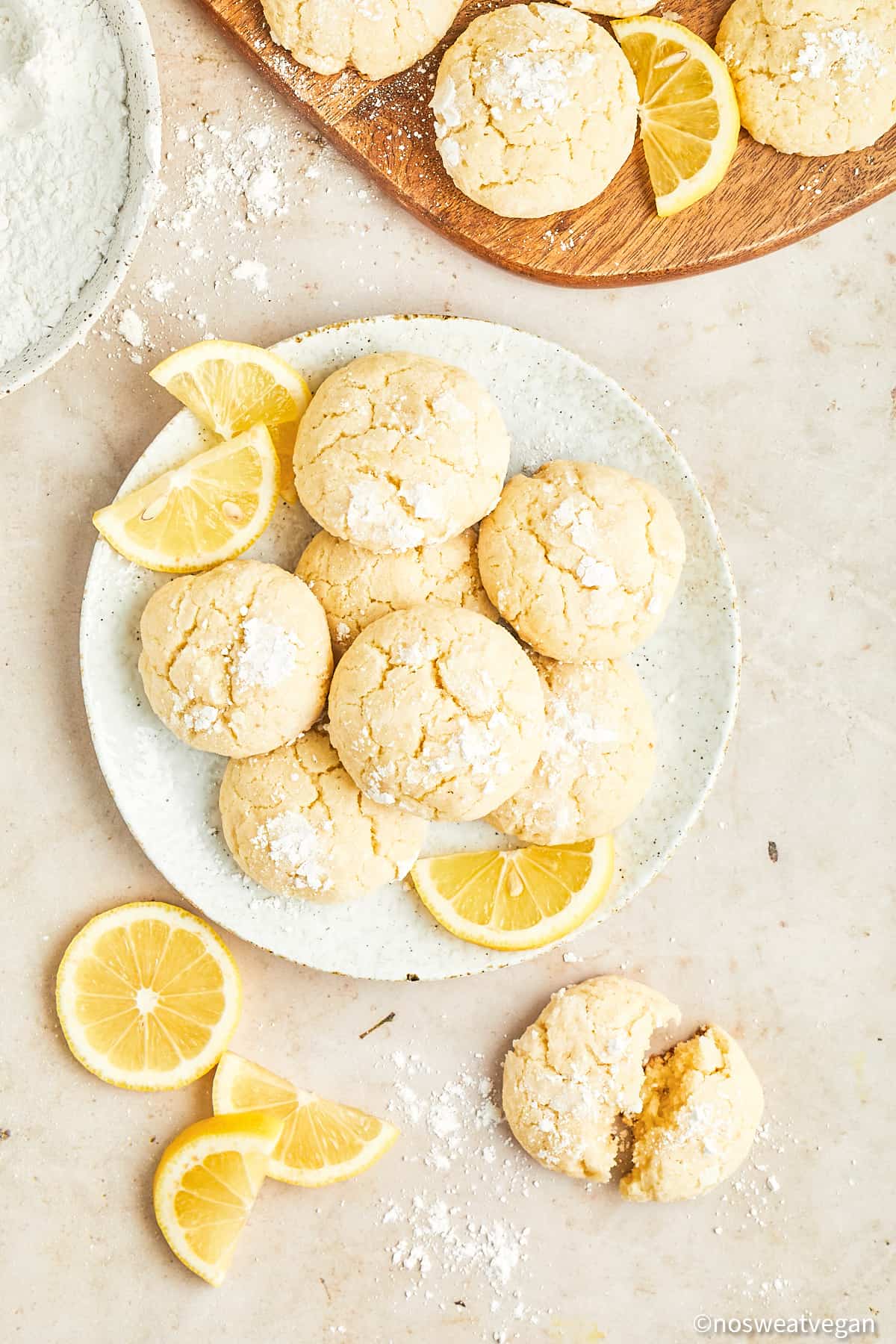 Vegan lemon cookies on a plate.