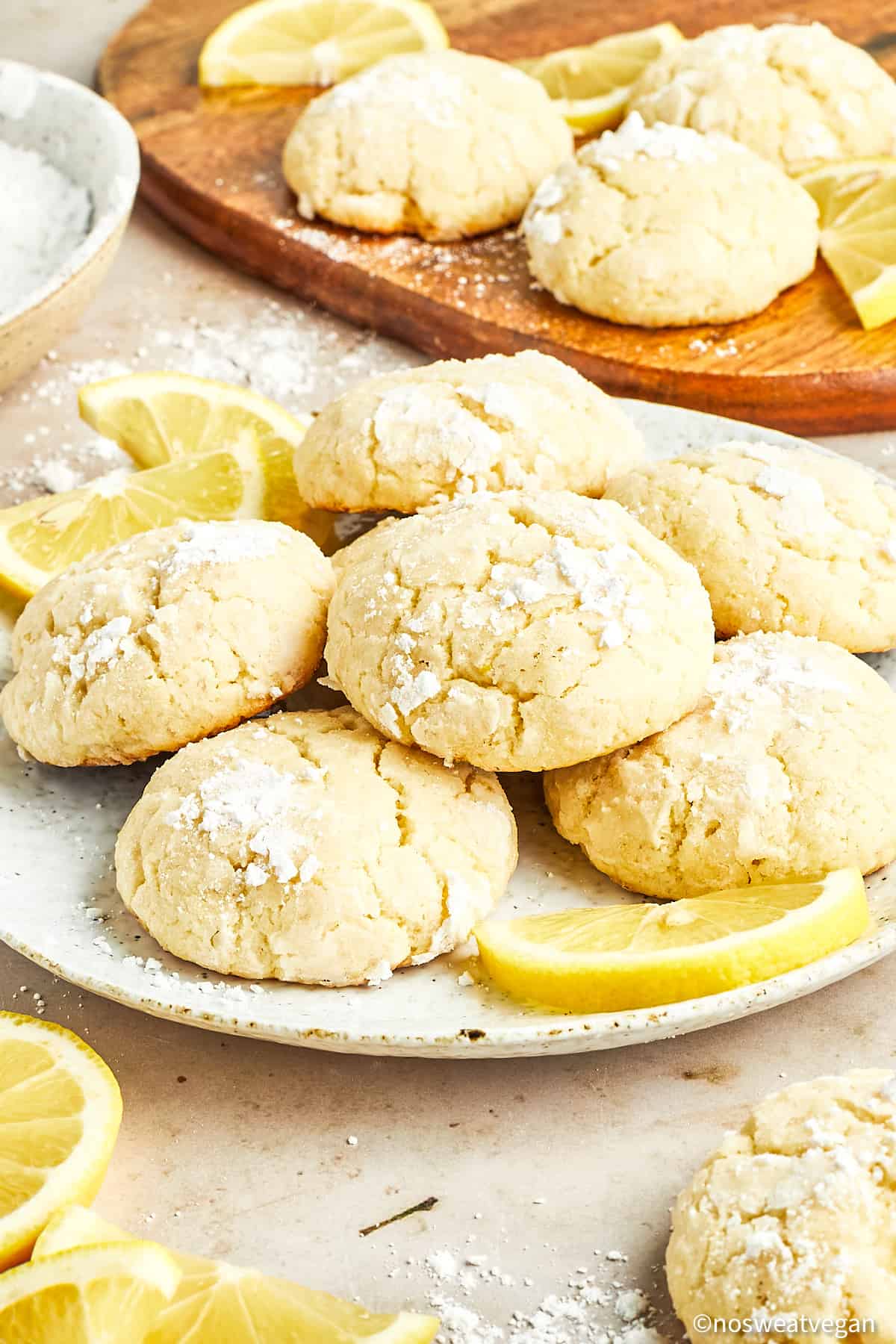 Vegan lemon cookies on a plate.