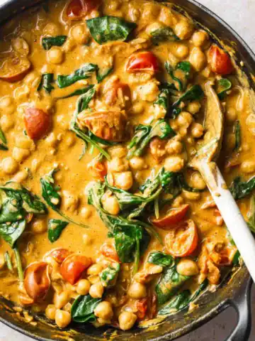 Chickpea and Spinach Curry.