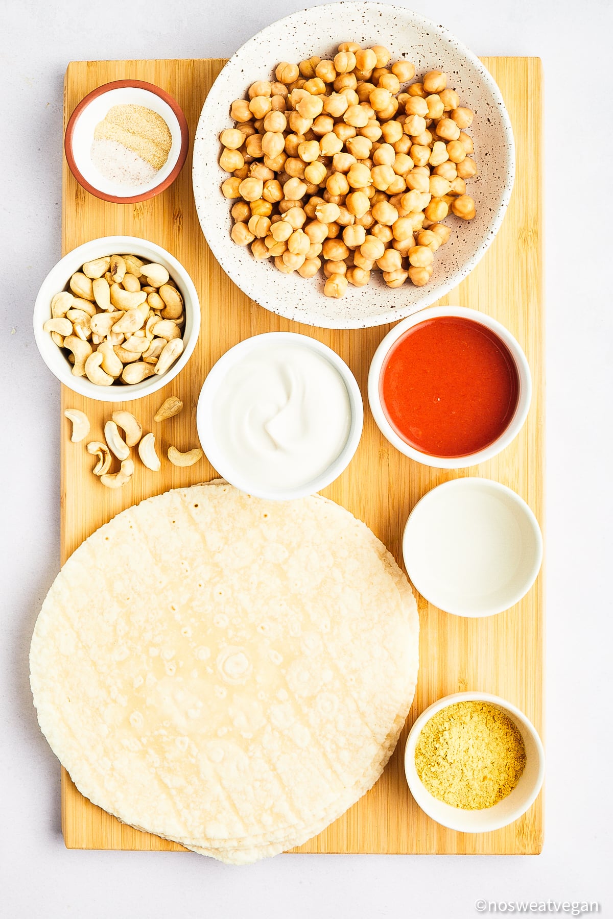 Buffalo chickpea quesadilla ingredients.