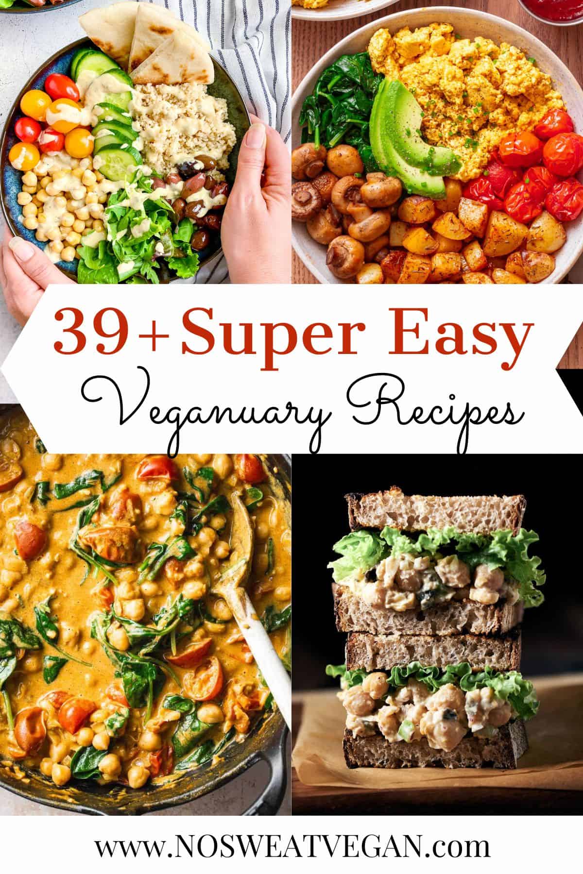 Easy Veganuary Recipes collage.