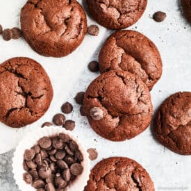 Vegan double chocolate chip cookies.