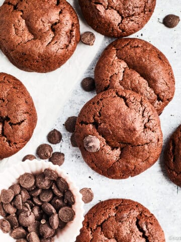 Vegan double chocolate chip cookies.