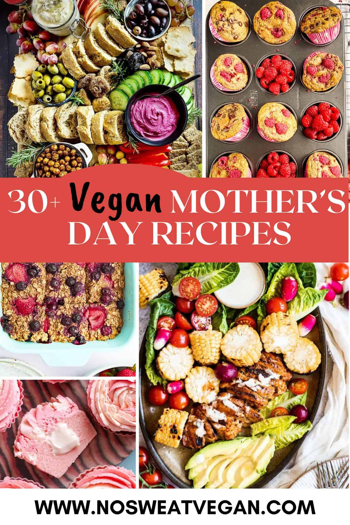 Mother's Day vegan recipes collage.