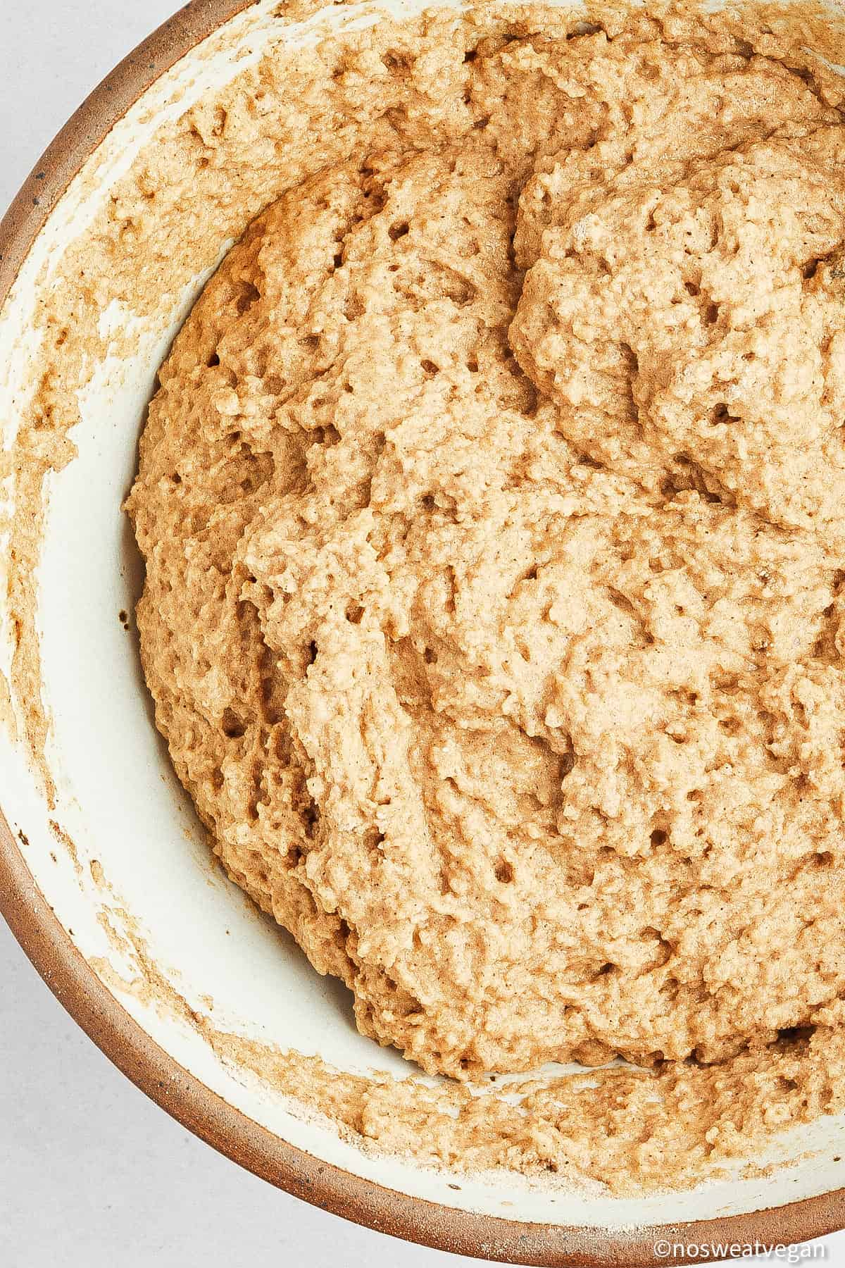 Muffin batter in a bowl.