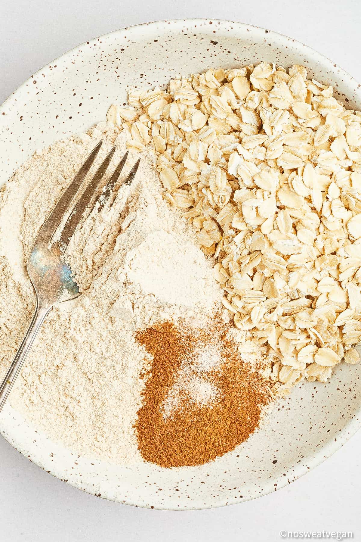 Crumble topping dry ingredients in a bowl.