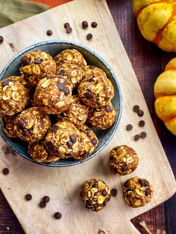 Pumpkin bliss balls in a bowl.