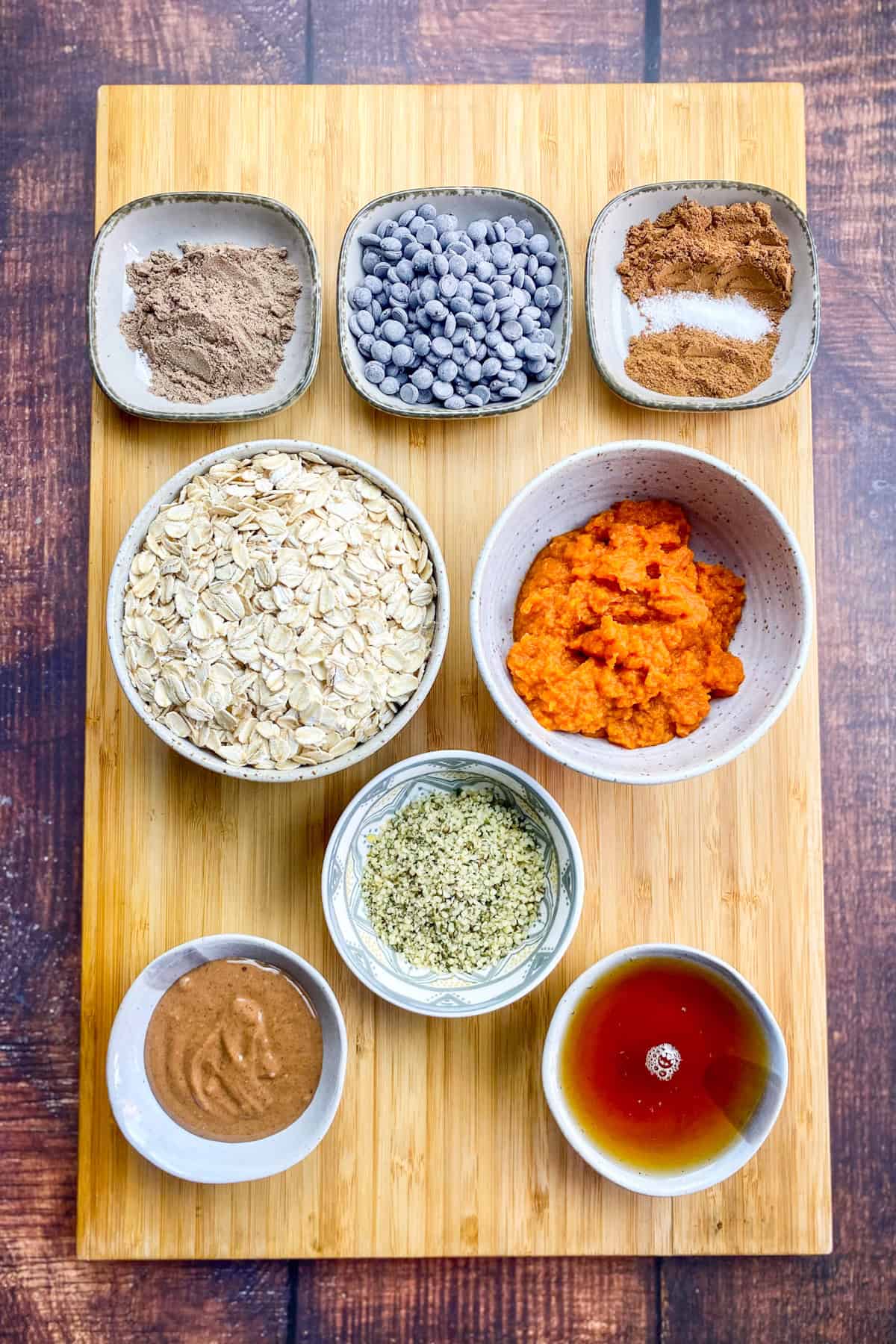 Ingredients for no-bake pumpkin balls.