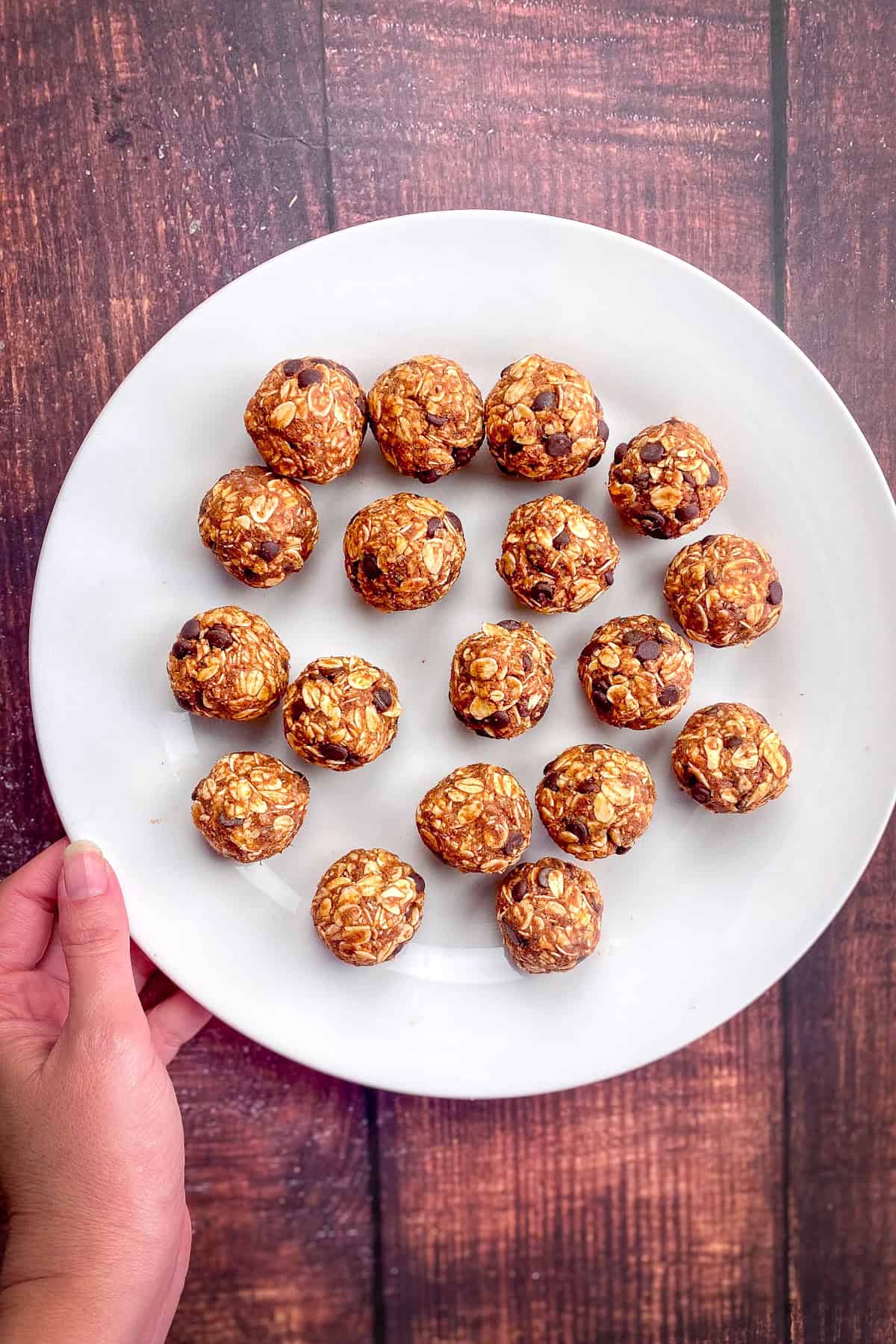 Plate of no-bake pumpkin bites.