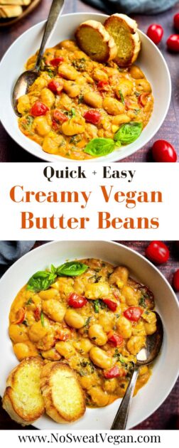 Creamy vegan butter beans pin.