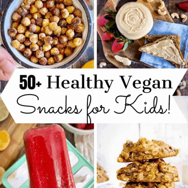 Vegan snacks collage.