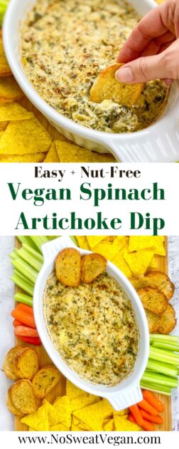 Vegan spinach artichoke dip pin.